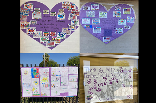 Purple posters thanking military families